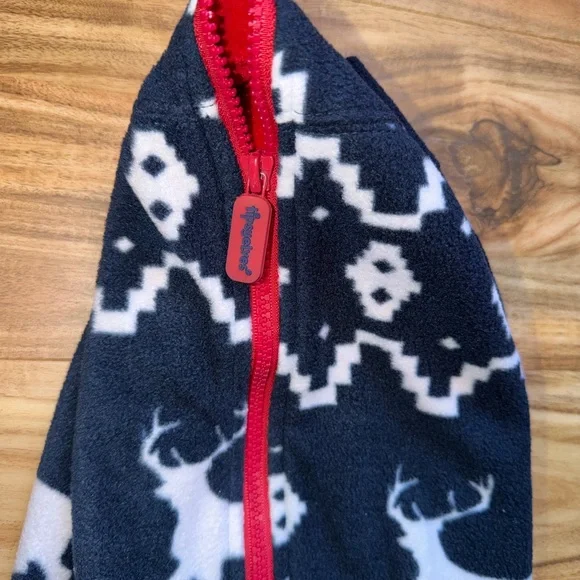 TIPSY ELVES Blue Reindeer Fleece Hooded One Piece Jumpsuit Pajamas Men's XL - Picture 5 of 6